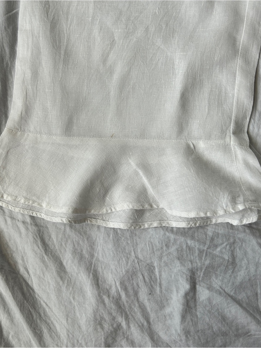 FLAX 100% white linen trousers wide leg cropped women’s size L - Picture 3 of 9